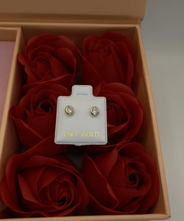 14K Gold Diamond-Cut Stud Earrings