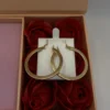 14K Real Gold Greek Key Hoop Earrings